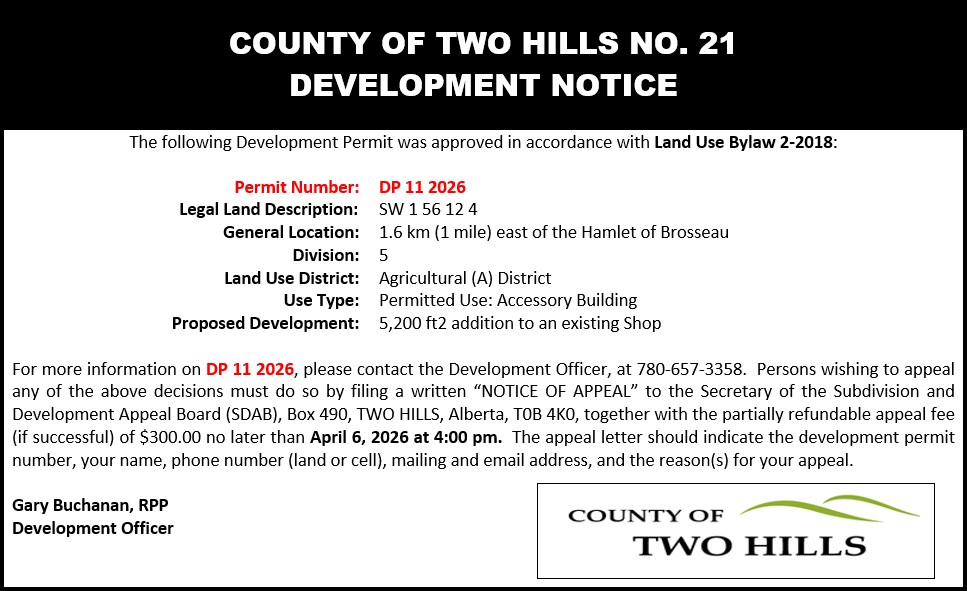 Development Permit 11 2026 — SW1-56-12-W4; 5200sqft addition to an existing shop