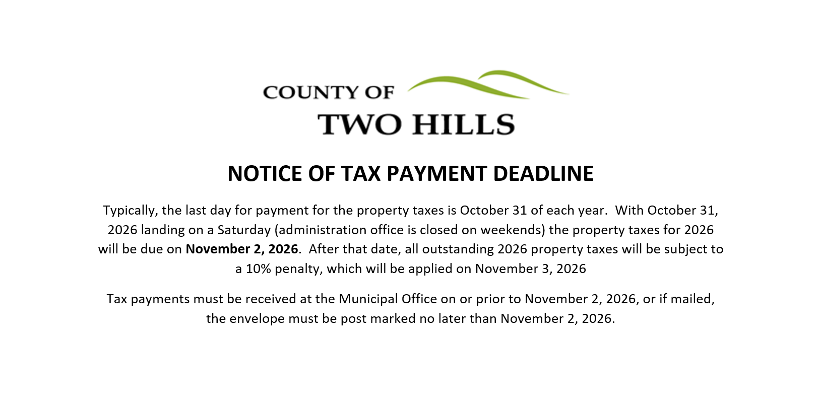 Tax Payment Reminder Notice
